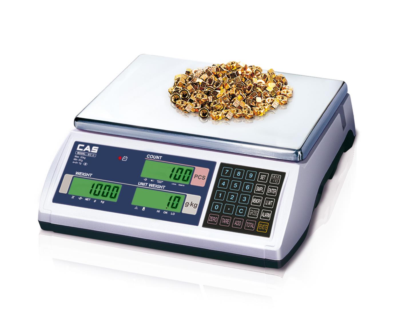 Zählwaage CAS EC-II - Höchstlast 3 kg - Ablesbarkeit 0,1 g - Wägefläche 306 x 222 mm